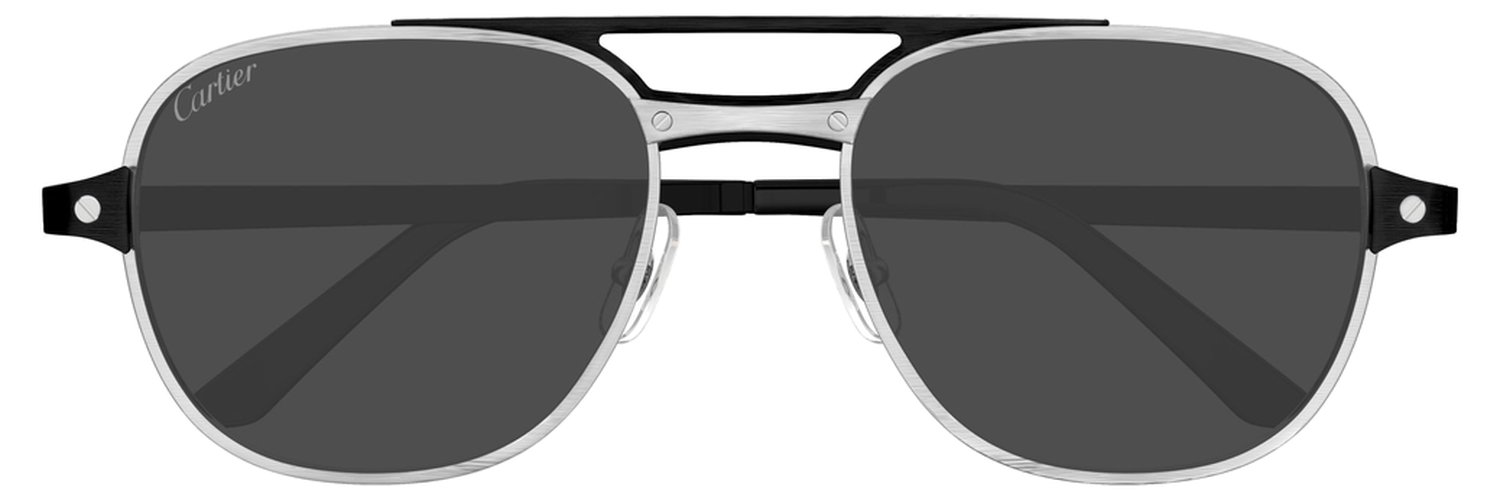 Cartier CT0477S 001, цвет: серебряный, цвет линзы: серый, авиаторы, металл