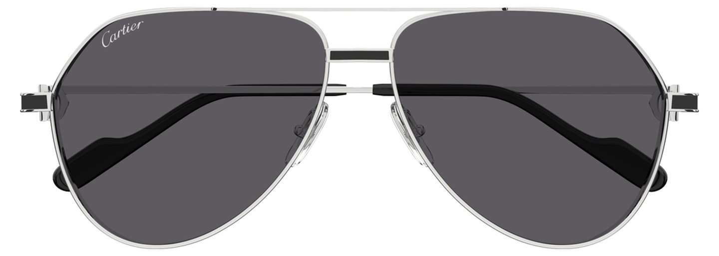 Cartier CT0334S 004, цвет: серебряный, цвет линзы: серый, авиаторы, металл