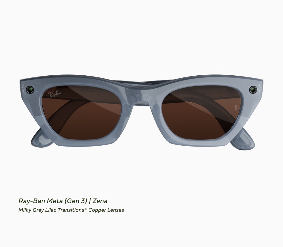 Умные очки Ray-Ban Meta Gen 3 Zena в оправе Milky Grey Lilac с линзами Transitions Copper