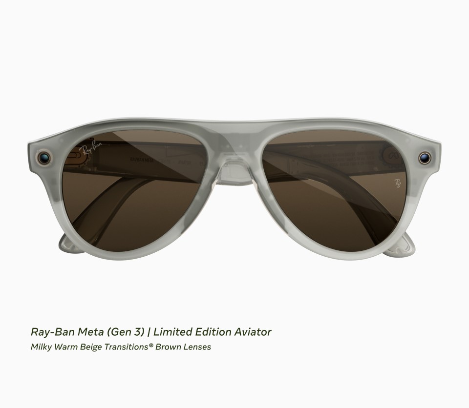 Умные очки Ray-Ban Meta Gen 3 Aviator в оправе Milky Warm Beige с линзами Transitions Brown