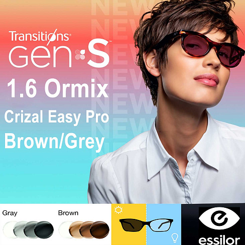 1,6 Фотохромные линзы Essilor Ormix Transitions Gen S