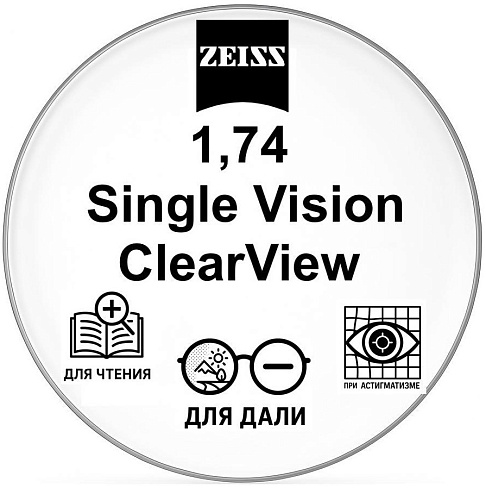 1,74 ZEISS Single Vision ClearView