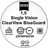 1,6 ZEISS Single Vision ClearView BlueGuard